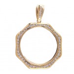 14KT GOLD DIAMOND PENDANT to fit U.S. $20 Gold Coin 2.20 cts. (coin excluded)